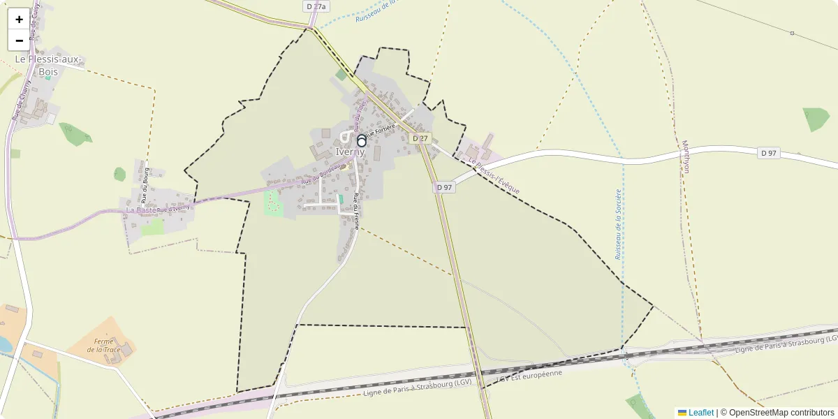 Carte du réseau de transport en commun à Iverny - lignes de bus et arrêts