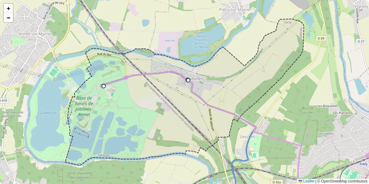 Carte du réseau de transport en commun à Jablines - lignes de bus et arrêts