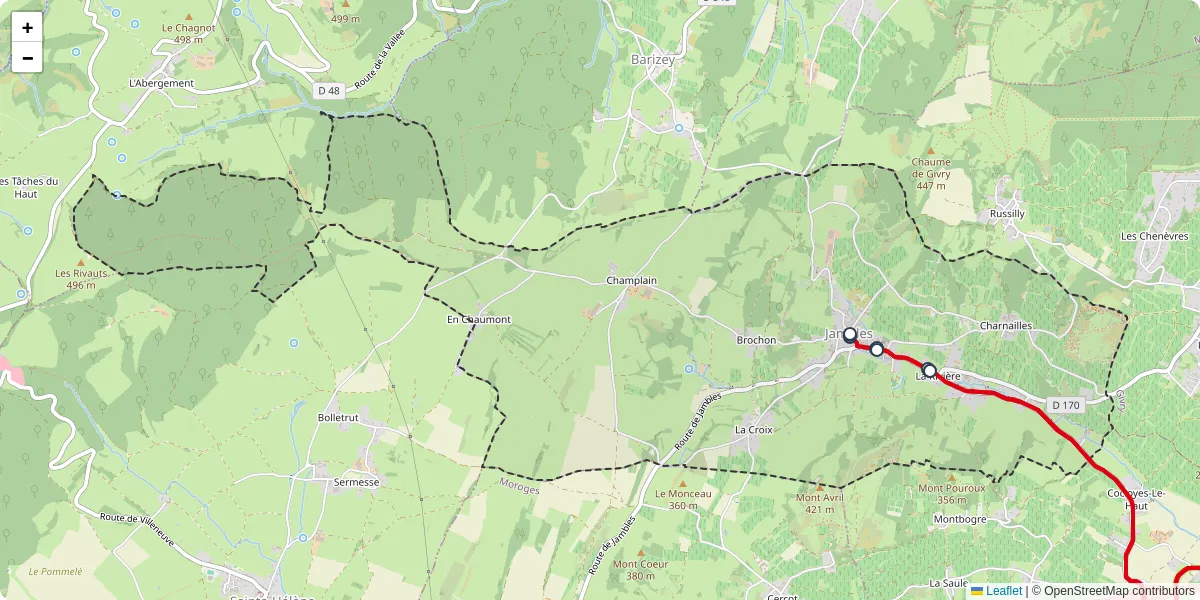 Carte du réseau de transport en commun à Jambles - lignes de bus et arrêts