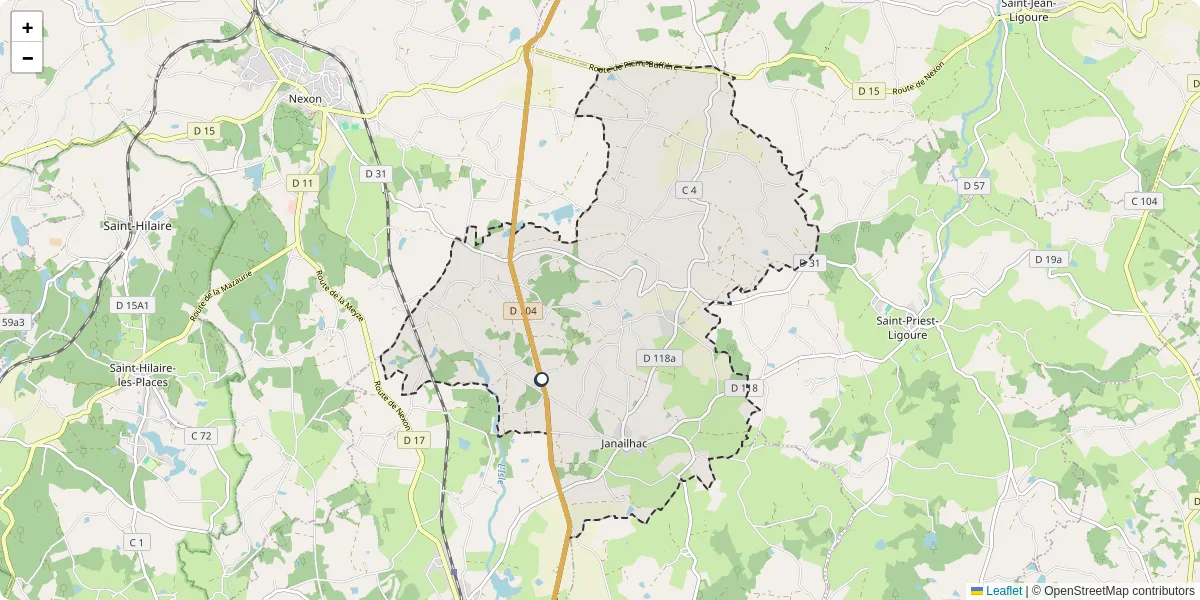 Carte du réseau de transport en commun à Janailhac - lignes de bus et arrêts