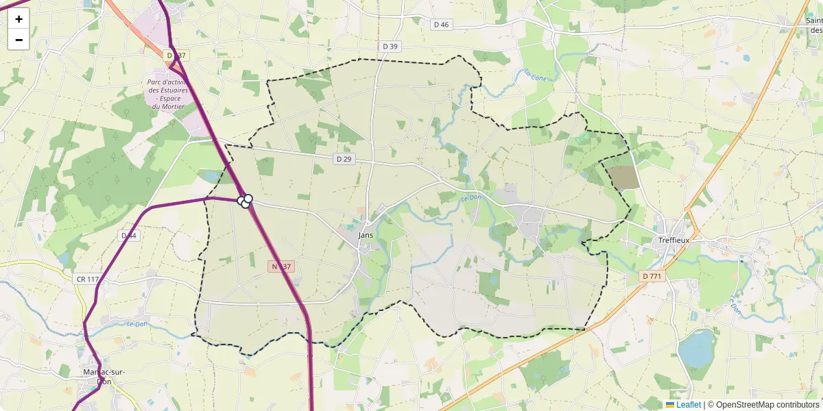 Carte du réseau de transport en commun à Jans - lignes de bus et arrêts
