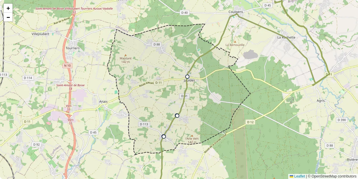 Carte du réseau de transport en commun à Jauldes - lignes de bus et arrêts