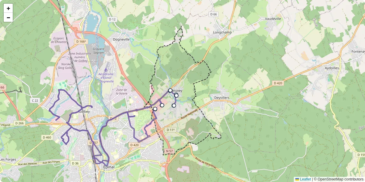 Carte du réseau de transport en commun à Jeuxey - lignes de bus et arrêts