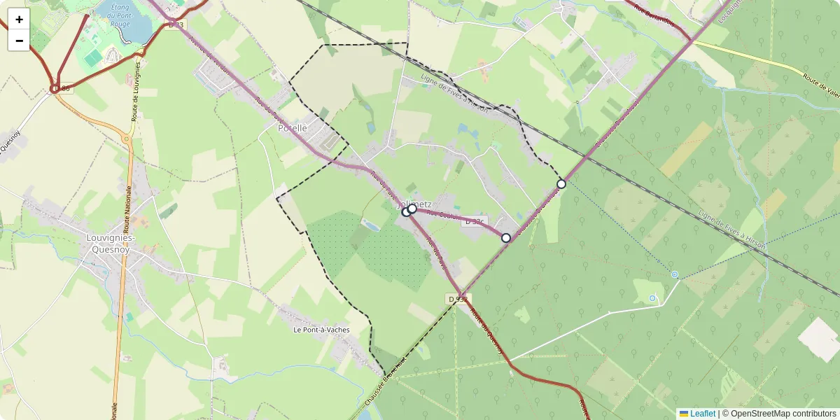 Carte du réseau de transport en commun à Jolimetz - lignes de bus et arrêts