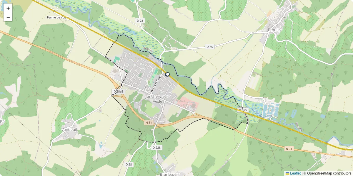 Carte du réseau de transport en commun à Jonchery-sur-Vesle - lignes de bus et arrêts
