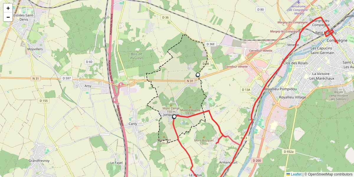 Carte du réseau de transport en commun à Jonquières - lignes de bus et arrêts