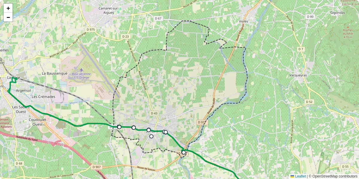 Carte du réseau de transport en commun à Jonquières - lignes de bus et arrêts