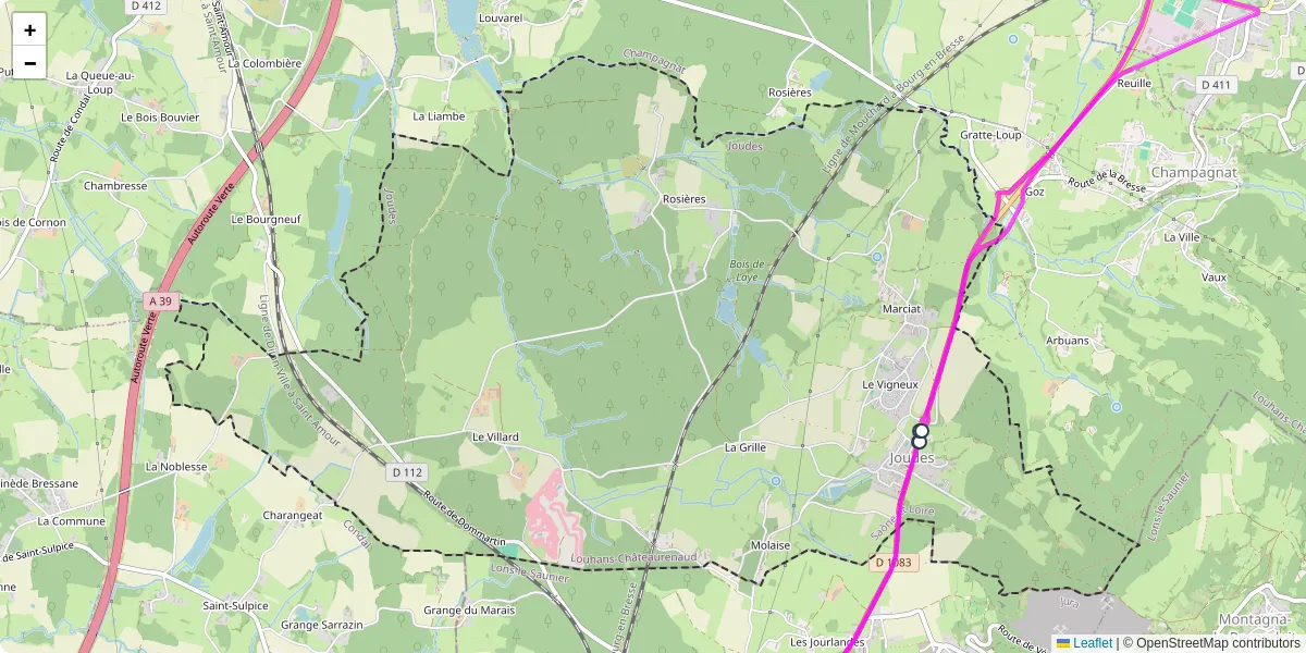 Carte du réseau de transport en commun à Joudes - lignes de bus et arrêts