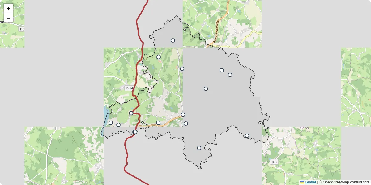 Carte du réseau de transport en commun à Jouillat - lignes de bus et arrêts