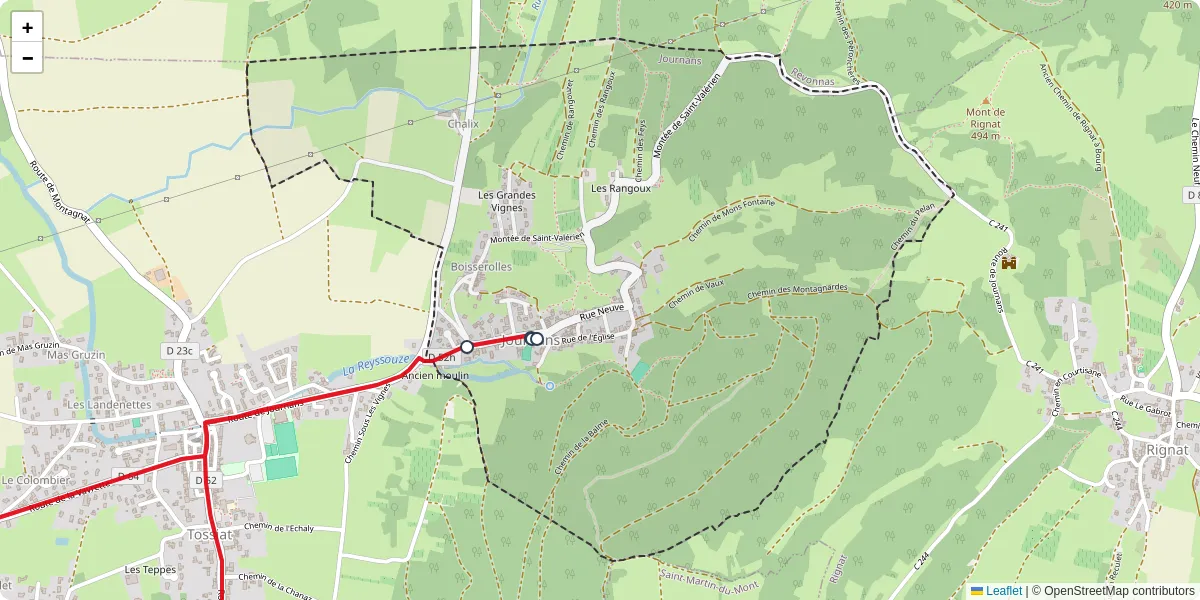 Carte du réseau de transport en commun à Journans - lignes de bus et arrêts
