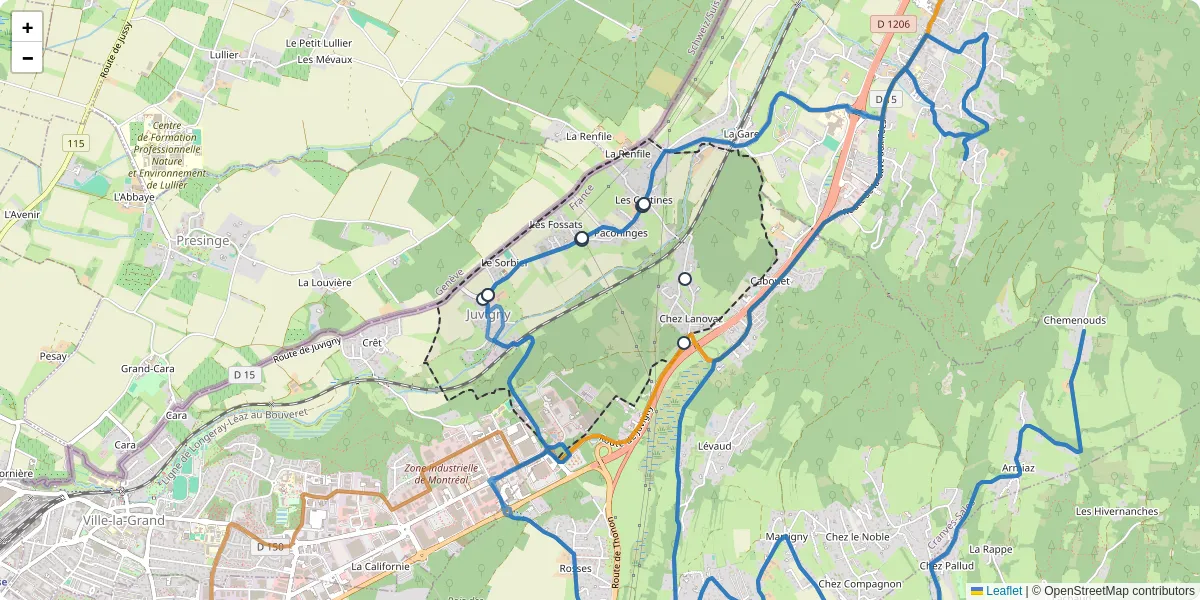 Carte du réseau de transport en commun à Juvigny - lignes de bus et arrêts