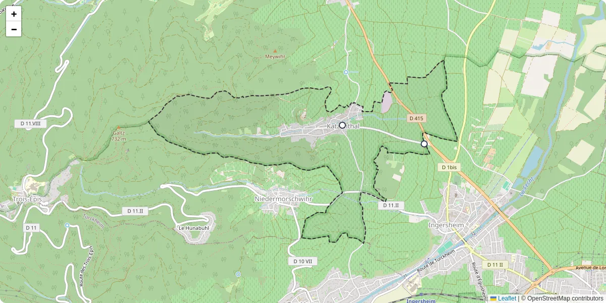 Carte du réseau de transport en commun à Katzenthal - lignes de bus et arrêts