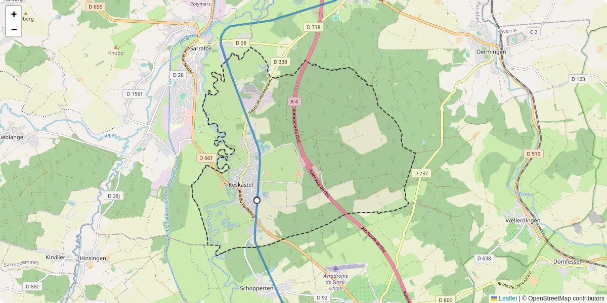 Carte du réseau de transport en commun à Keskastel - lignes de bus et arrêts