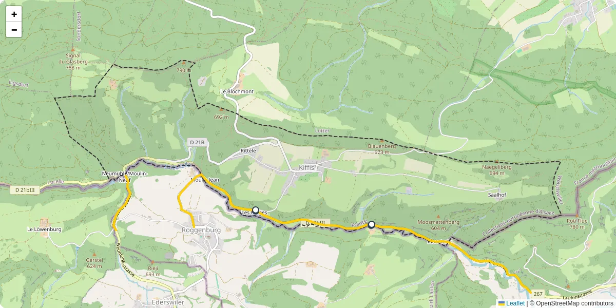Carte du réseau de transport en commun à Kiffis - lignes de bus et arrêts