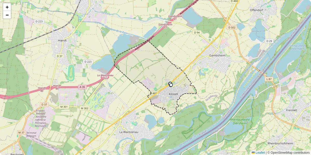 Carte du réseau de transport en commun à Kilstett - lignes de bus et arrêts
