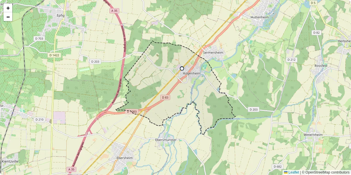 Carte du réseau de transport en commun à Kogenheim - lignes de bus et arrêts