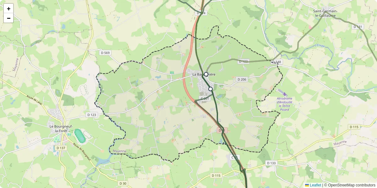 Carte du réseau de transport en commun à La Baconnière - lignes de bus et arrêts