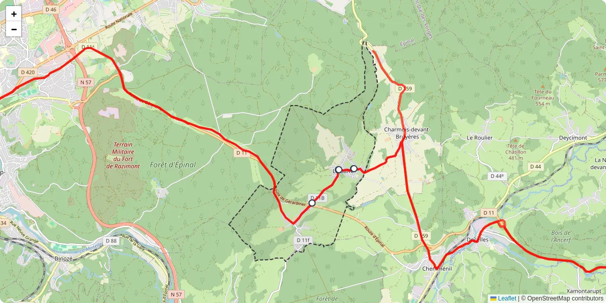 Carte du réseau de transport en commun à La Baffe - lignes de bus et arrêts