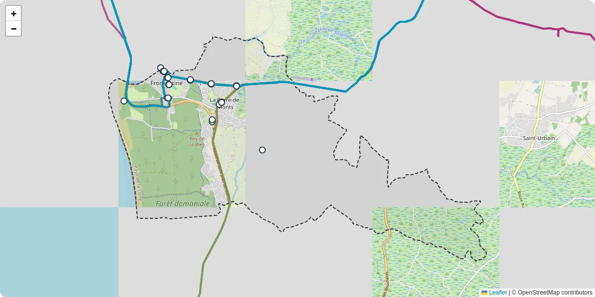 Carte du réseau de transport en commun à La Barre-de-Monts - lignes de bus et arrêts