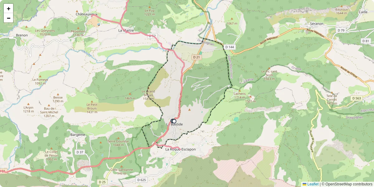 Carte du réseau de transport en commun à La Bastide - lignes de bus et arrêts