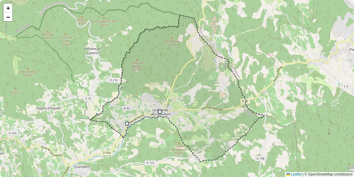 Carte du réseau de transport en commun à La Bastide-des-Jourdans - lignes de bus et arrêts
