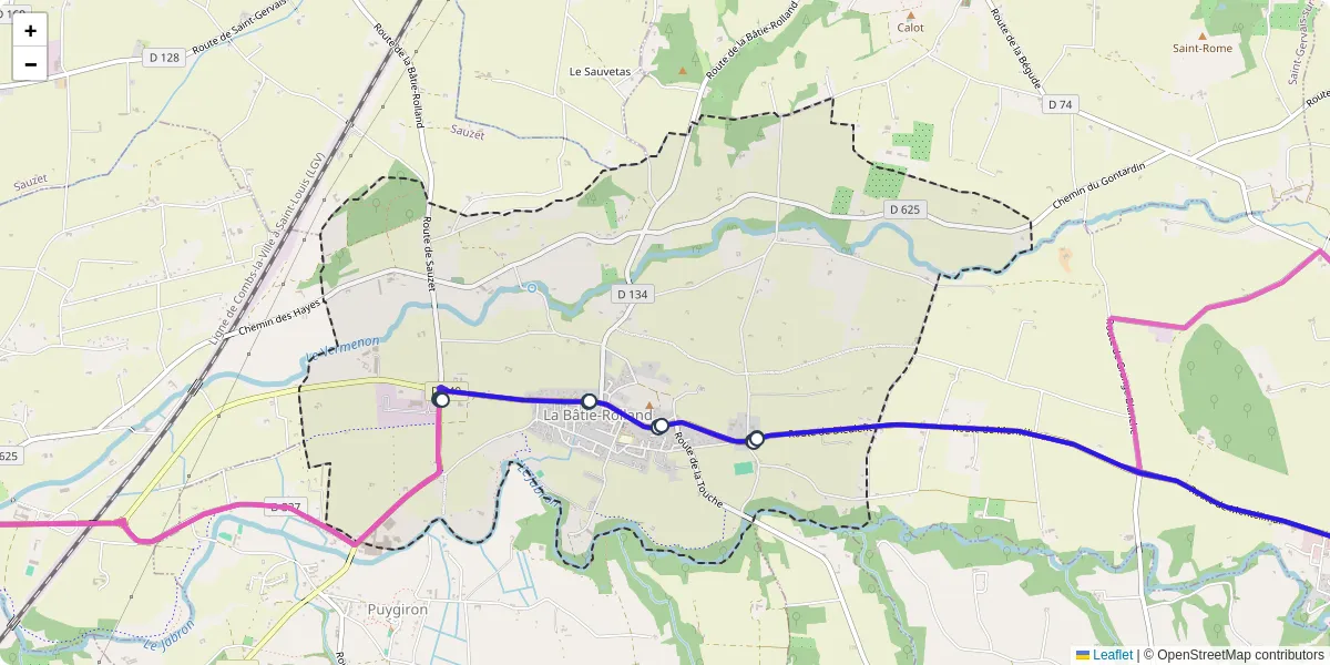 Carte du réseau de transport en commun à La Bâtie-Rolland - lignes de bus et arrêts