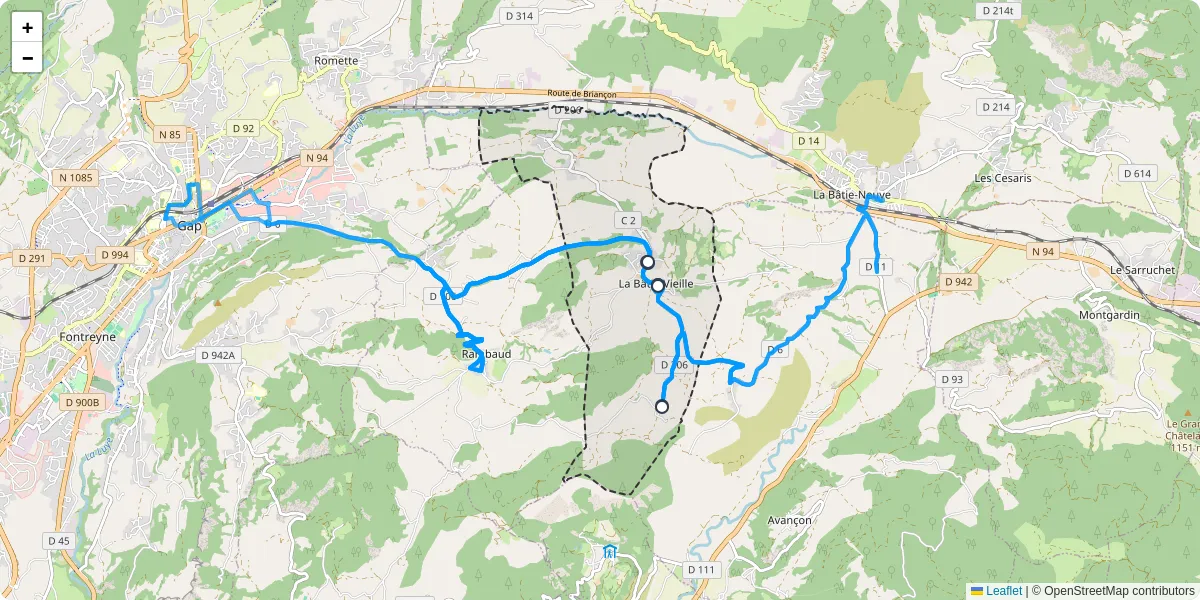 Carte du réseau de transport en commun à La Bâtie-Vieille - lignes de bus et arrêts