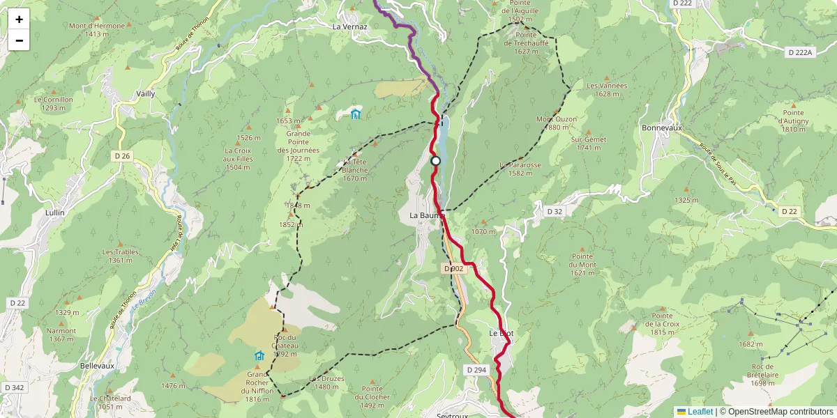 Carte du réseau de transport en commun à La Baume - lignes de bus et arrêts