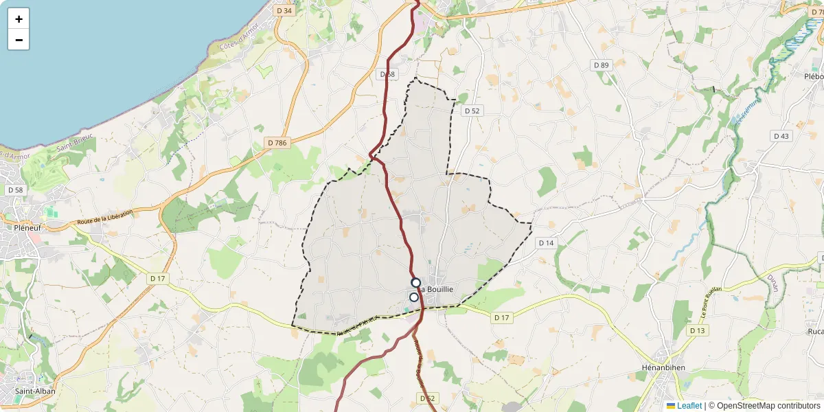 Carte du réseau de transport en commun à La Bouillie - lignes de bus et arrêts