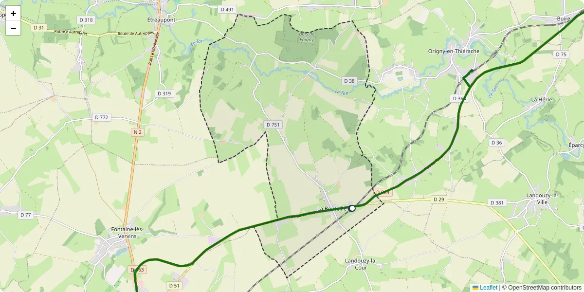 Carte du réseau de transport en commun à La Bouteille - lignes de bus et arrêts