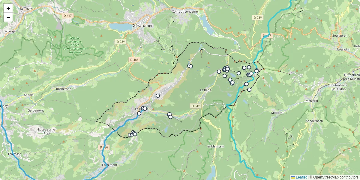 Carte du réseau de transport en commun à La Bresse - lignes de bus et arrêts
