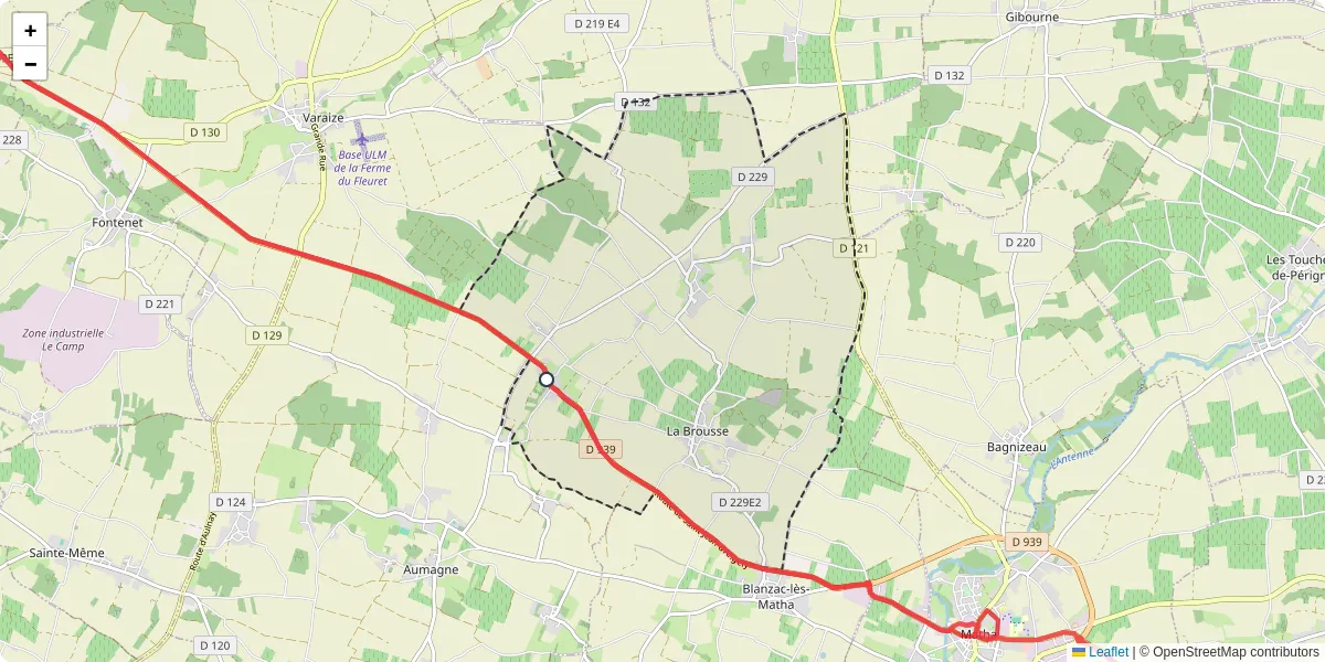 Carte du réseau de transport en commun à La Brousse - lignes de bus et arrêts