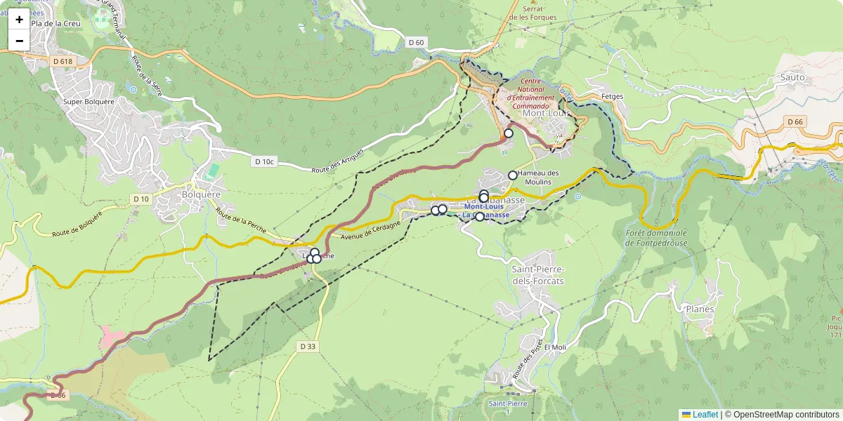 Carte du réseau de transport en commun à La Cabanasse - lignes de bus et arrêts