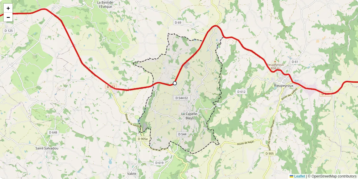 Carte du réseau de transport en commun à La Capelle-Bleys - lignes de bus et arrêts