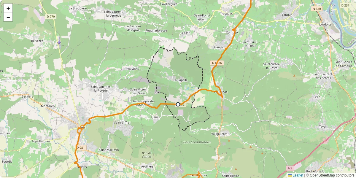Carte du réseau de transport en commun à La Capelle-et-Masmolène - lignes de bus et arrêts
