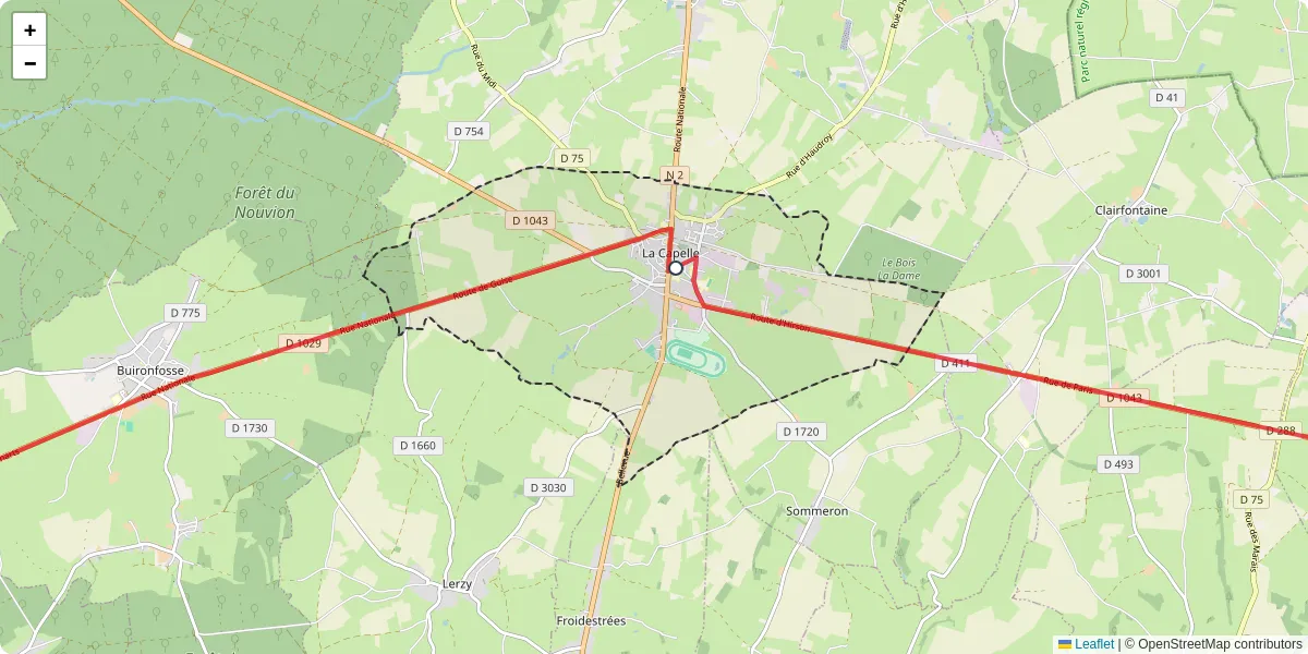 Carte du réseau de transport en commun à La Capelle - lignes de bus et arrêts