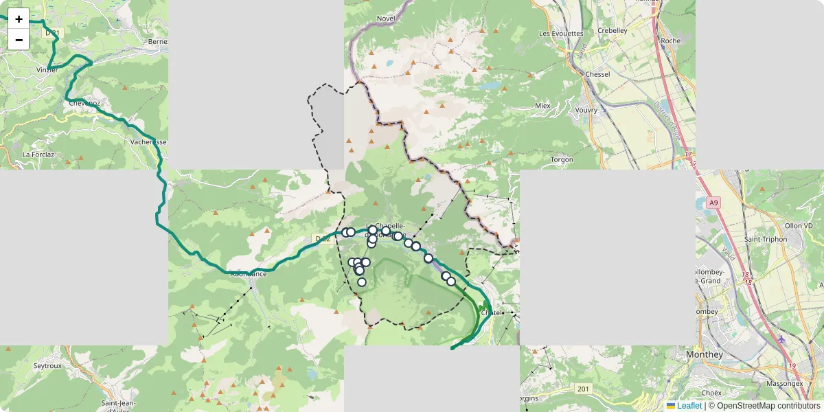 Carte du réseau de transport en commun à La Chapelle-d'Abondance - lignes de bus et arrêts