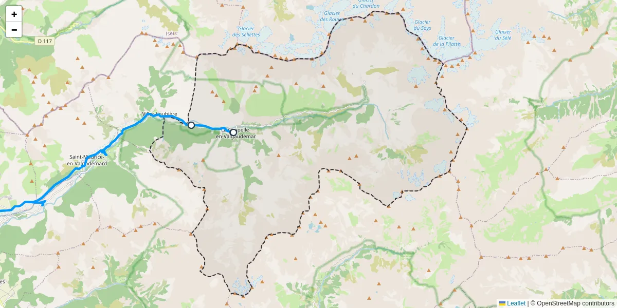 Carte du réseau de transport en commun à La Chapelle-en-Valgaudémar - lignes de bus et arrêts