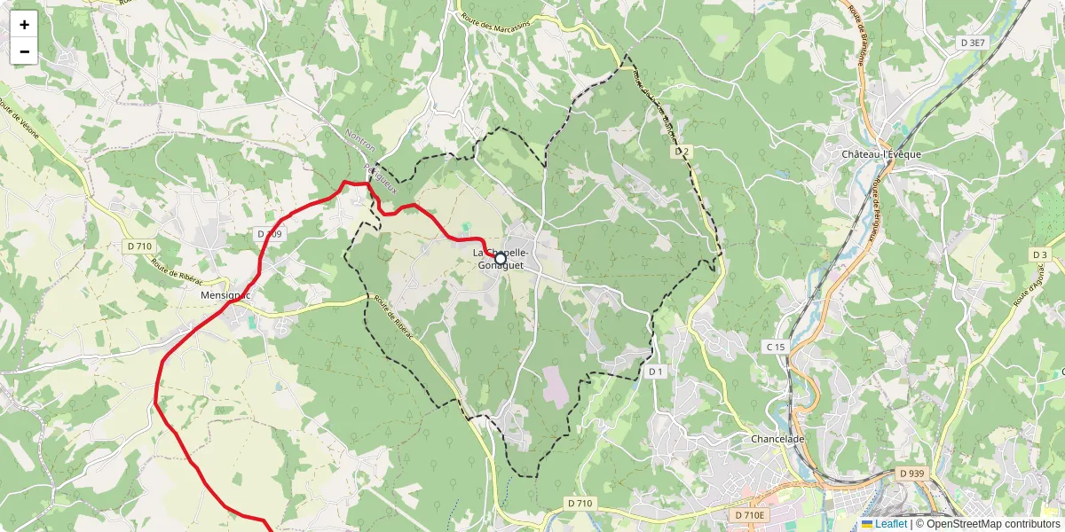 Carte du réseau de transport en commun à La Chapelle-Gonaguet - lignes de bus et arrêts