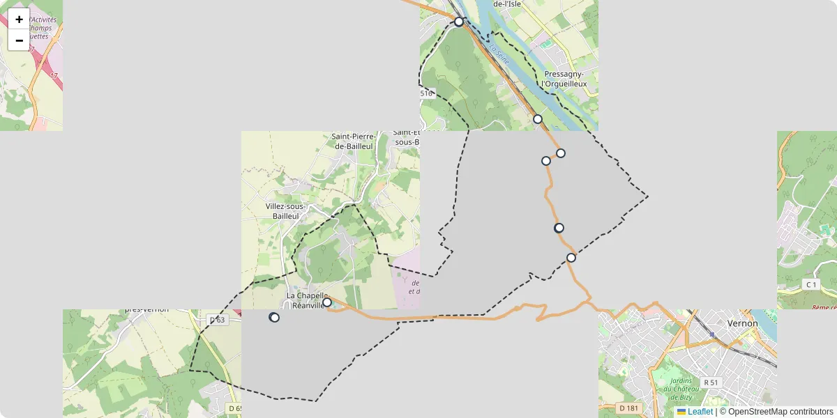 Carte du réseau de transport en commun à La Chapelle-Longueville - lignes de bus et arrêts