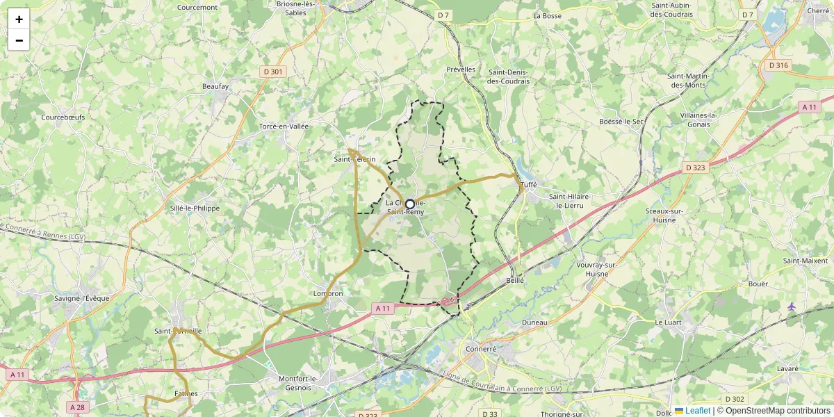 Carte du réseau de transport en commun à La Chapelle-Saint-Rémy - lignes de bus et arrêts