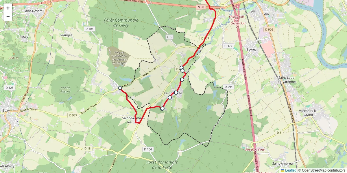 Carte du réseau de transport en commun à La Charmée - lignes de bus et arrêts