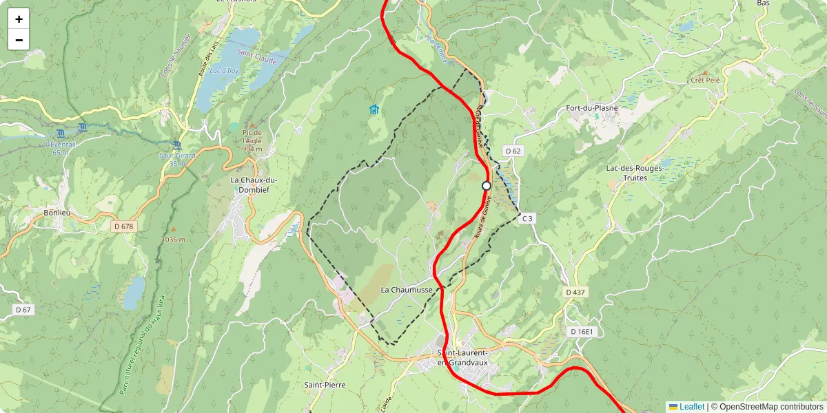 Carte du réseau de transport en commun à La Chaumusse - lignes de bus et arrêts