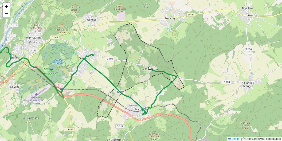 Carte du réseau de transport en commun à La Chevillotte - lignes de bus et arrêts
