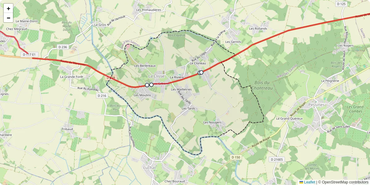 Carte du réseau de transport en commun à La Clisse - lignes de bus et arrêts