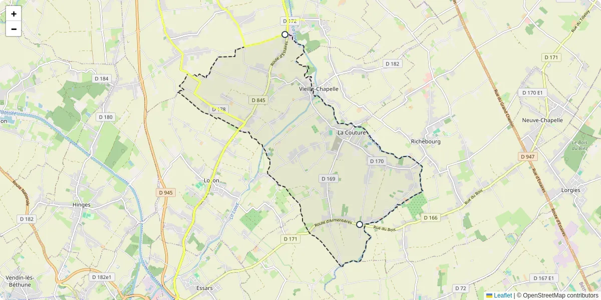 Carte du réseau de transport en commun à La Couture - lignes de bus et arrêts