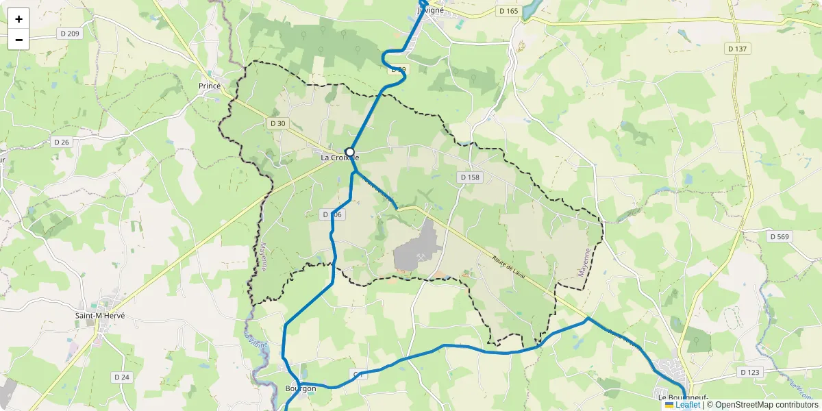 Carte du réseau de transport en commun à La Croixille - lignes de bus et arrêts