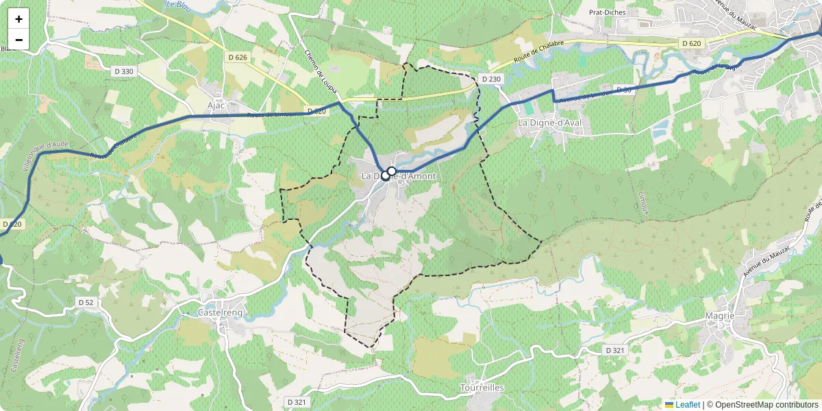 Carte du réseau de transport en commun à La Digne-d'Amont - lignes de bus et arrêts