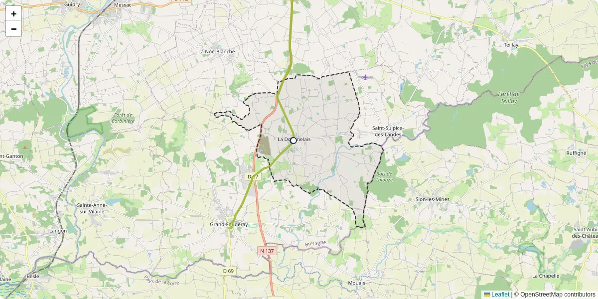 Carte du réseau de transport en commun à La Dominelais - lignes de bus et arrêts