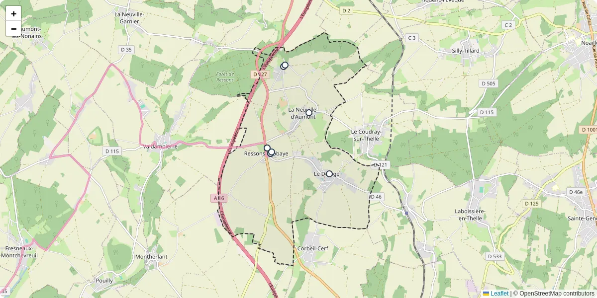 Carte du réseau de transport en commun à La Drenne - lignes de bus et arrêts